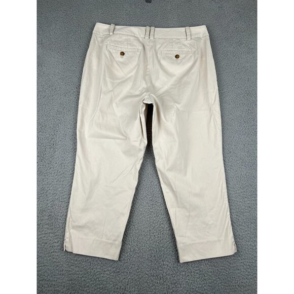 Talbots The Perfect Crop Curvy Fit Cream Pants 12p Capri Pockets Chino Stretch - Picture 6 of 11